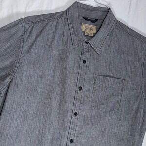 Boston Traders Mens Gray Herringbone Short Sleeve Button Up Shirt Size G